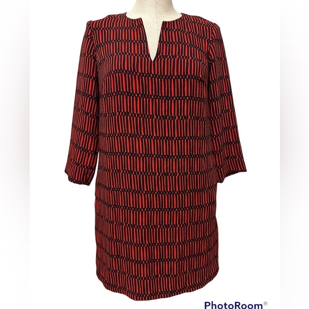 Boden Red and Navy Pattern Shift Dress Size 2